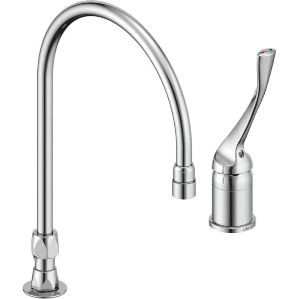 Delta Commercial - Commercial 24T2: Single Control Mixing Faucet with Gooseneck Spout - Less Pop-Up - Chrome