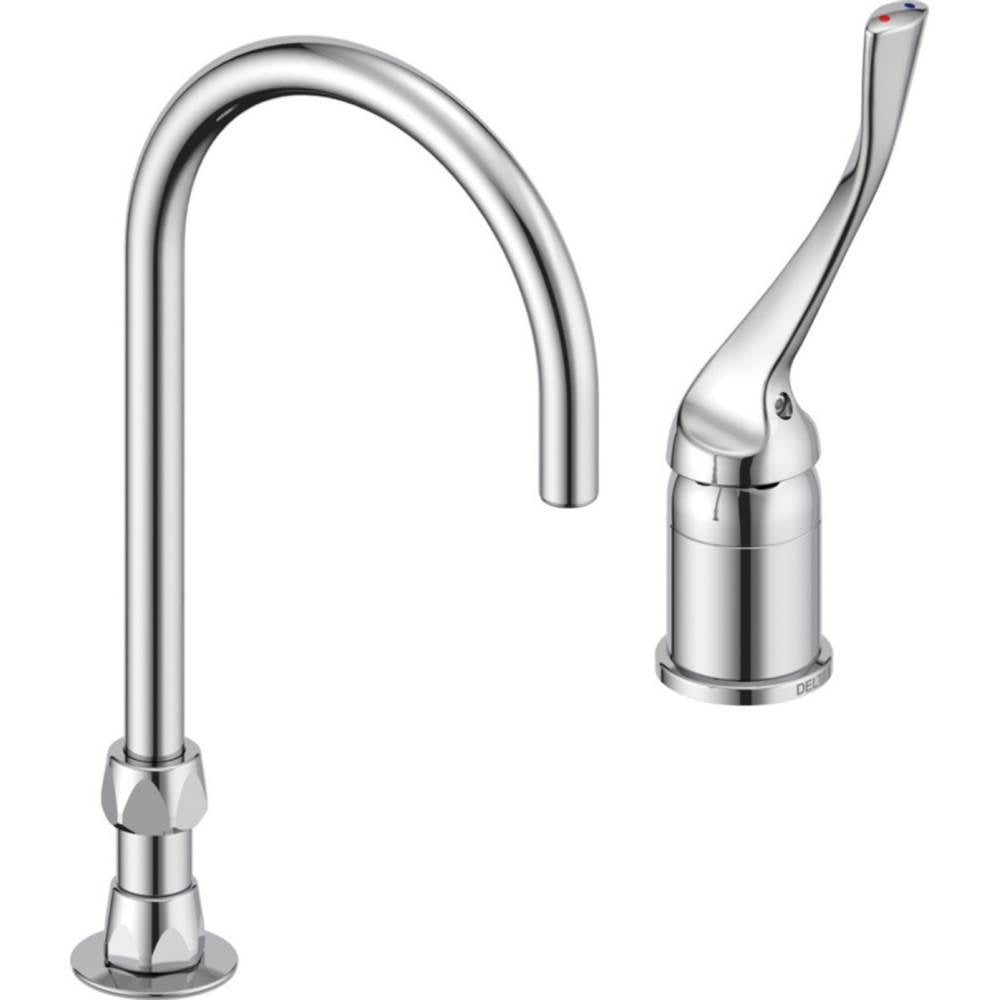 Delta Commercial - Commercial 24T2: Single Control Mixing Faucet with Gooseneck Spout - Less Pop-Up - Chrome