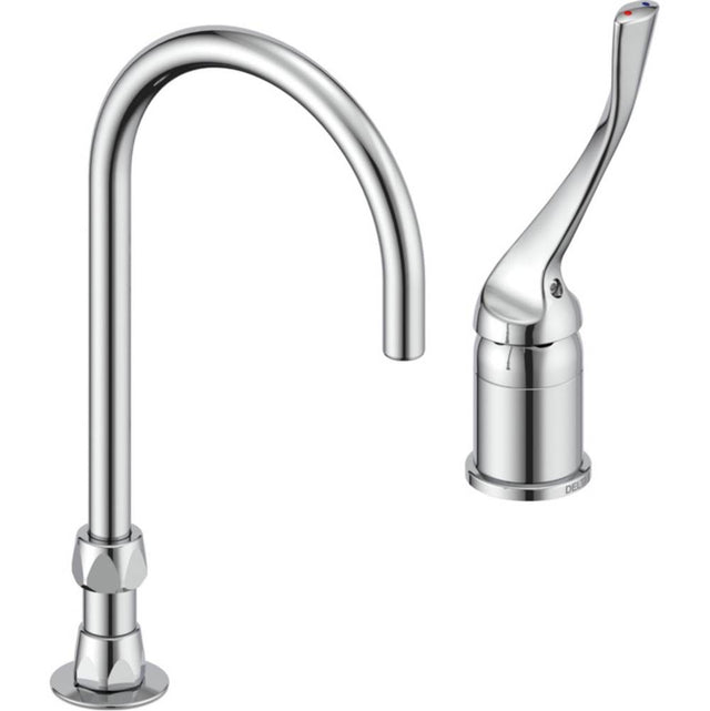 Delta Commercial - Commercial 24T2: Single Control Mixing Faucet with Gooseneck Spout - Less Pop-Up - Chrome