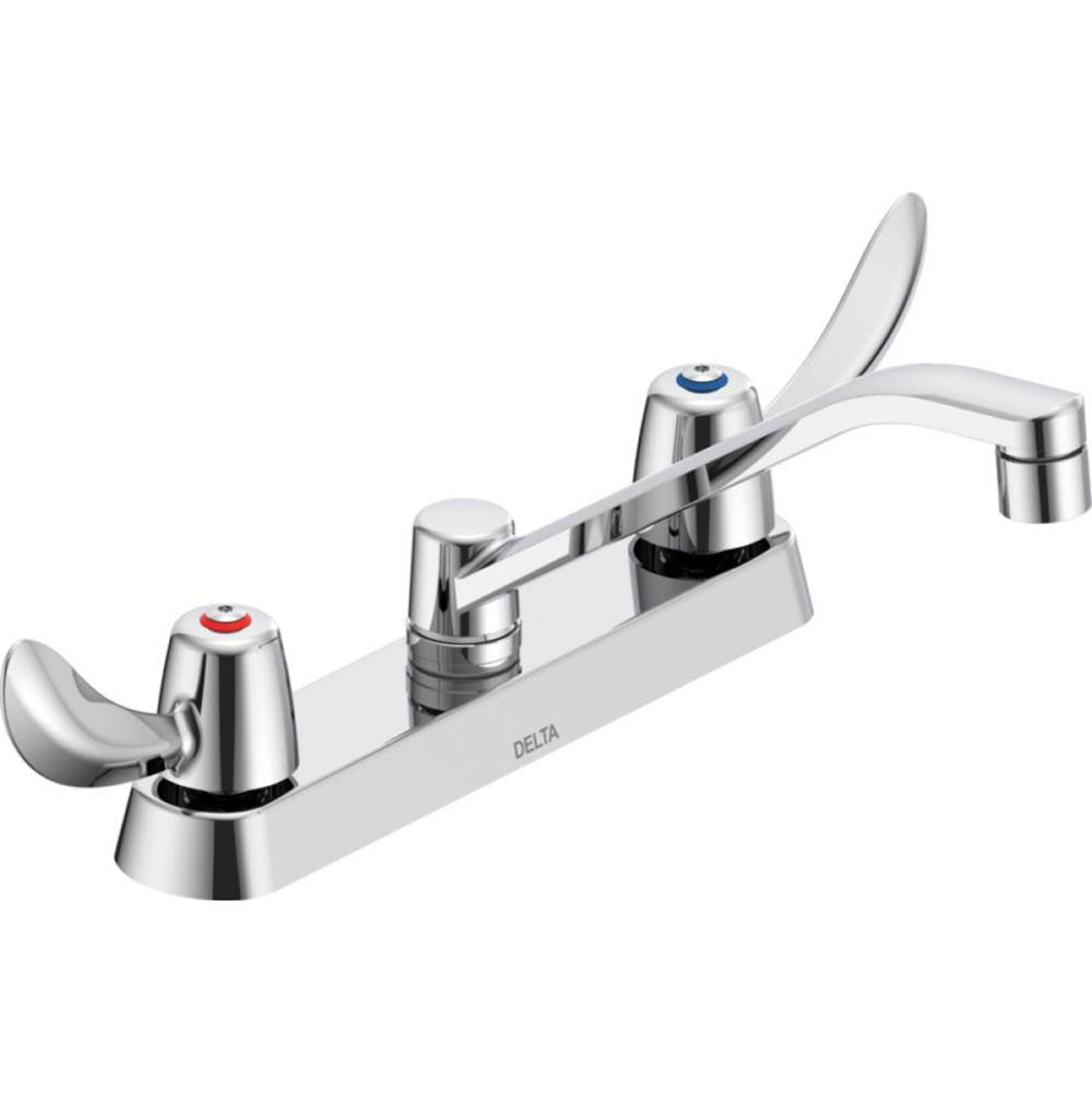 Delta Commercial - Commercial 26C3: Two Handle 8'' Cast Deck Mount Faucet - Chrome