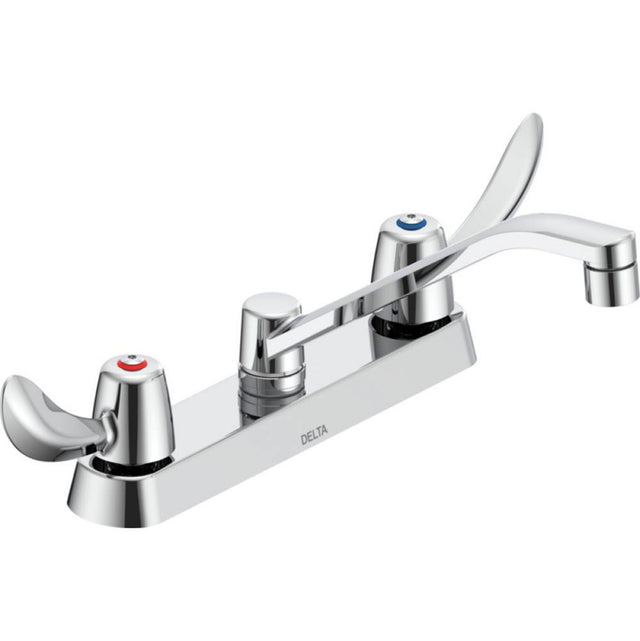 Delta Commercial - Commercial 26C3: Two Handle 8'' Cast Deck Mount Faucet - Chrome
