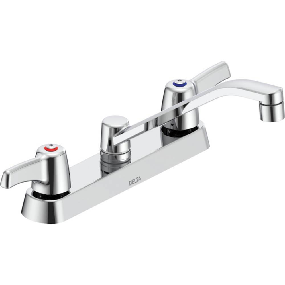 Delta Commercial - Commercial 26C3: Two Handle 8'' Cast Deck Mount Faucet - Chrome