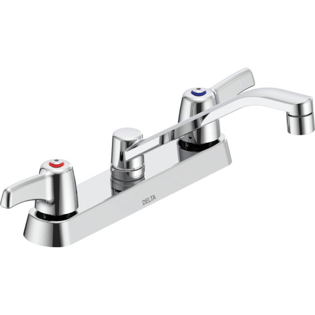 Delta Commercial - Commercial 26C3: Two Handle 8'' Cast Deck Mount Faucet - Chrome