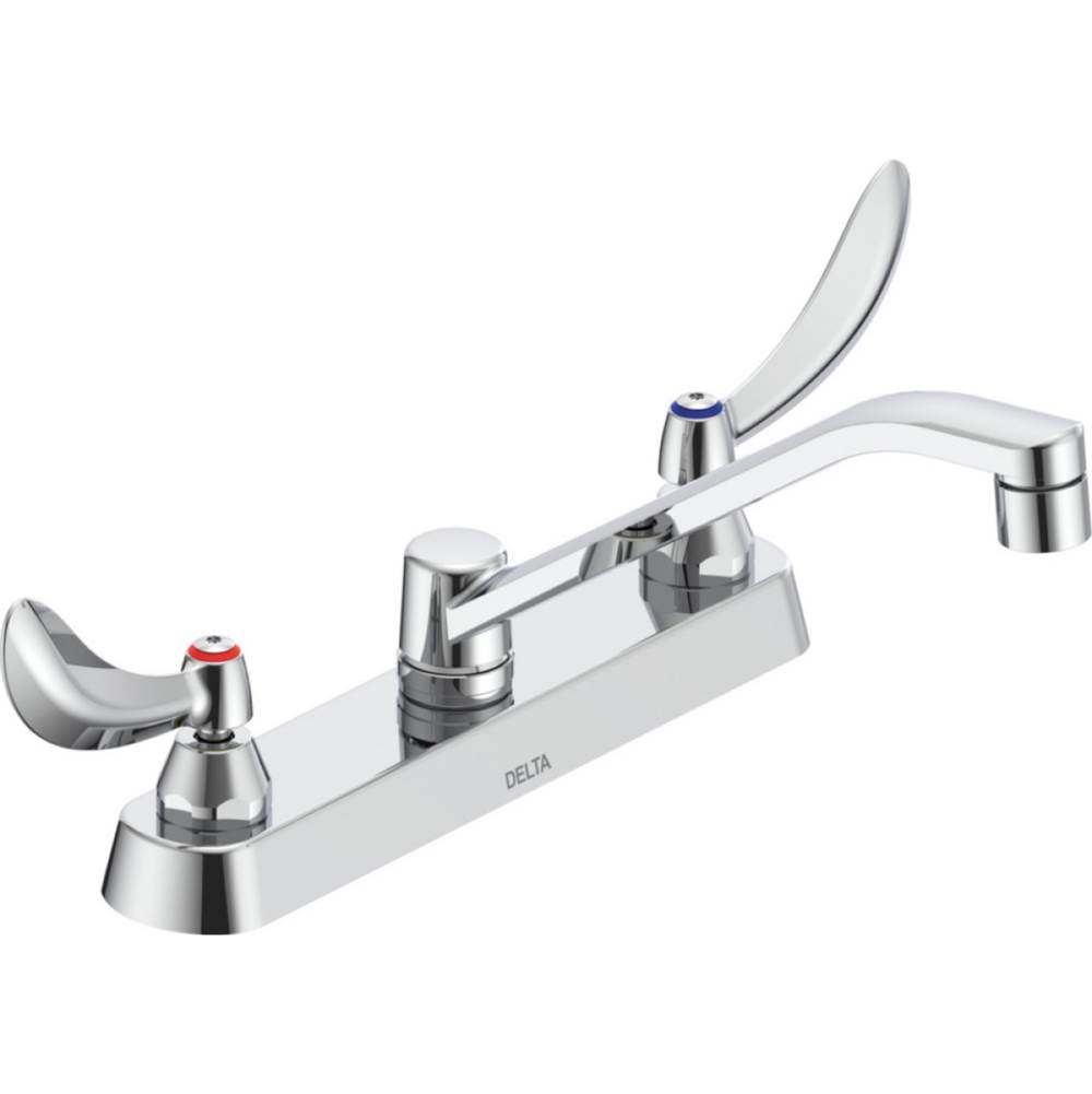 Delta Commercial - Commercial 26C3: Two Handle 8'' Cast Deck Mount Faucet - Chrome