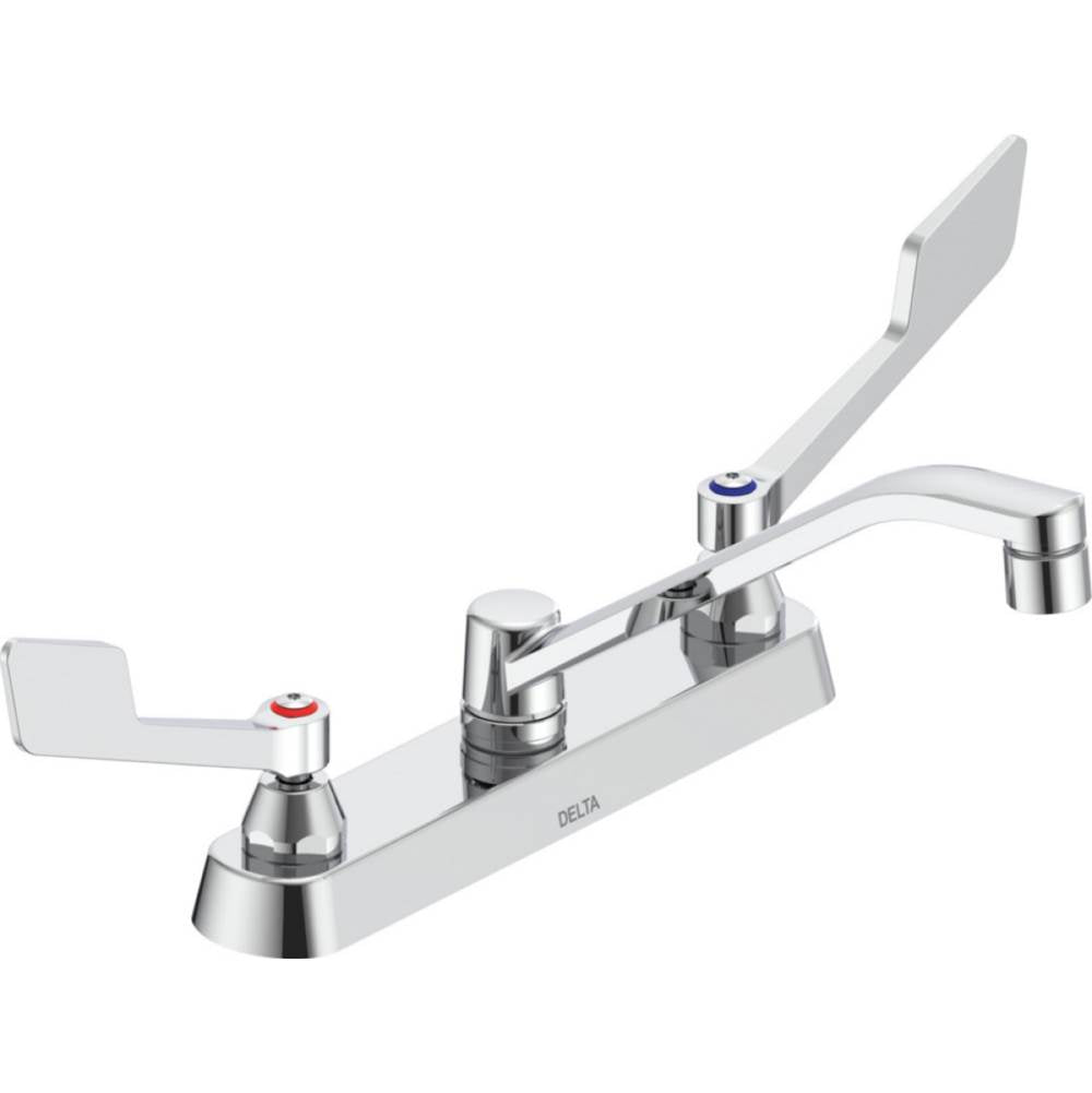 Delta Commercial - Commercial 26C3: Two Handle 8'' Cast Deck Mount Faucet - Chrome