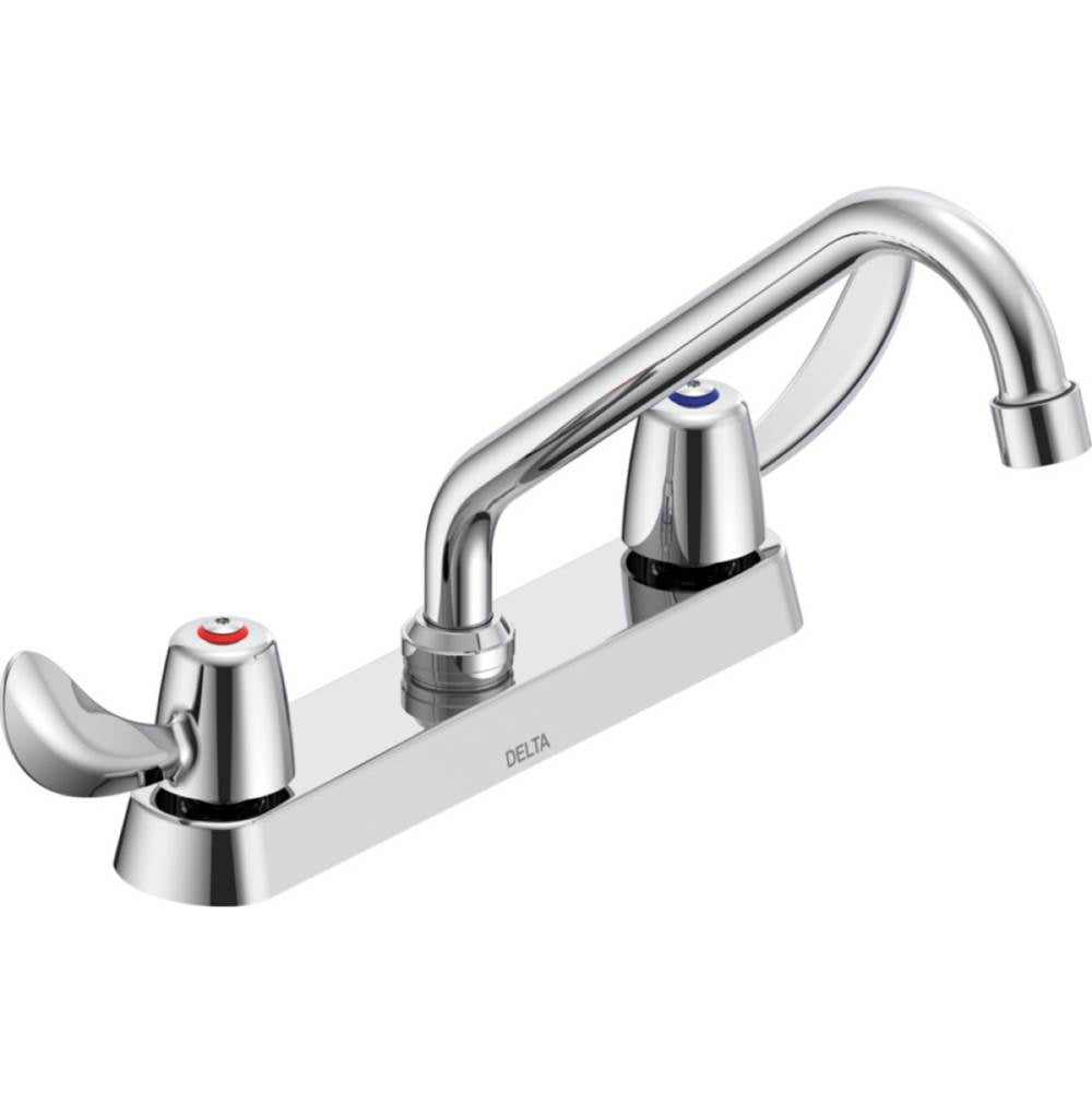 Delta Commercial - Commercial 26C3: Two Handle 8'' Cast Deck Mount Faucet - Chrome