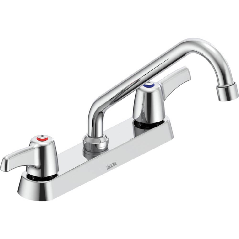 Delta Commercial - Commercial 26C3: Two Handle 8'' Cast Deck Mount Faucet - Chrome