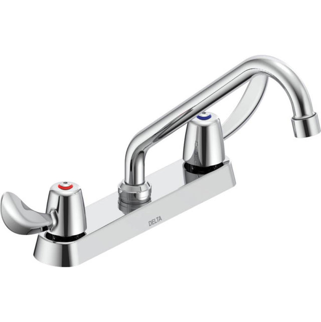 Delta Commercial - Commercial 26C3: Two Handle 8'' Cast Deck Mount Faucet - Chrome