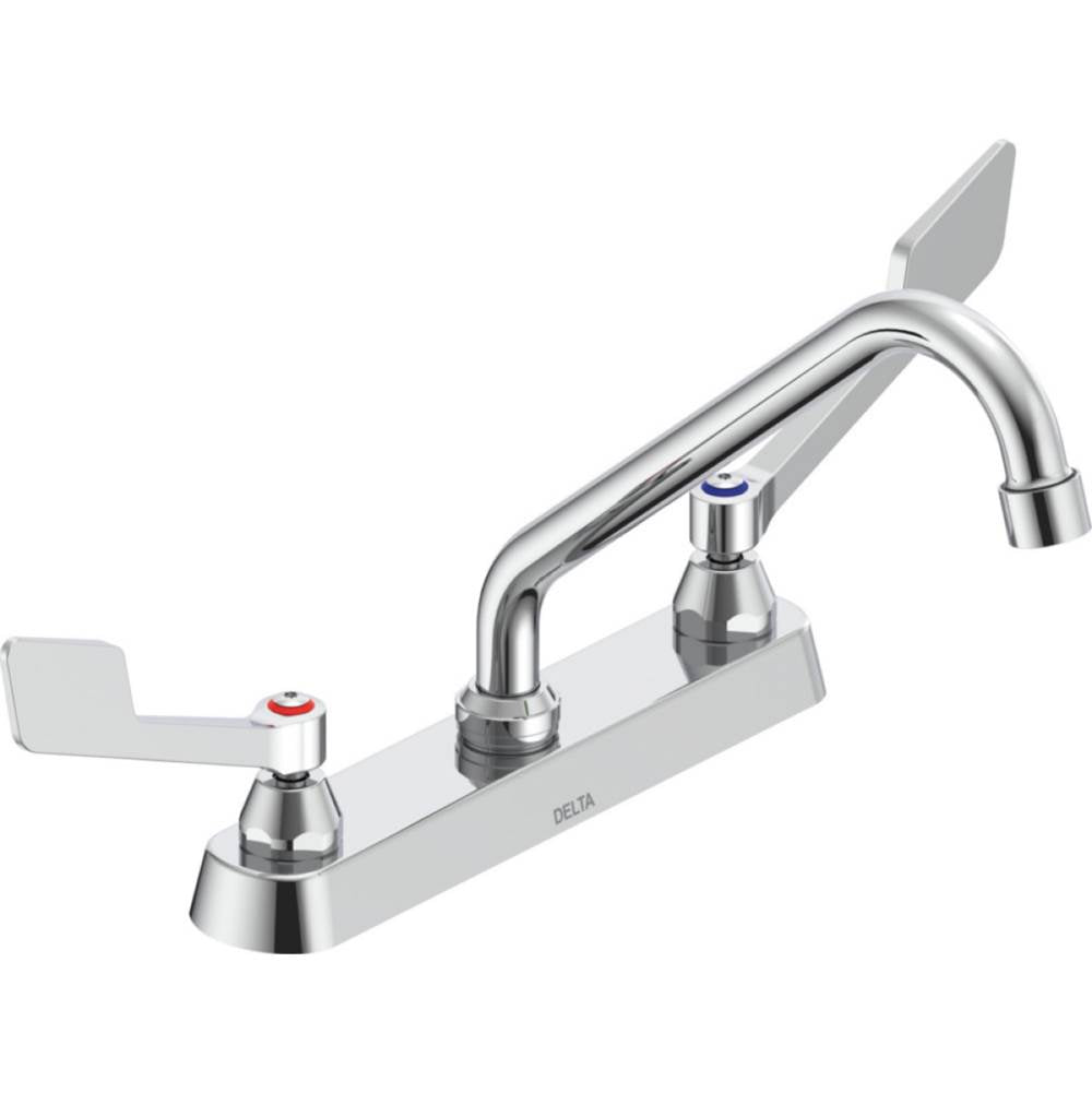 Delta Commercial - Commercial 26C3: Two Handle 8'' Cast Deck Mount Faucet - Chrome