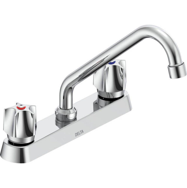 Delta Commercial - Commercial 26C3: Two Handle 8'' Cast Deck Mount Faucet - Chrome