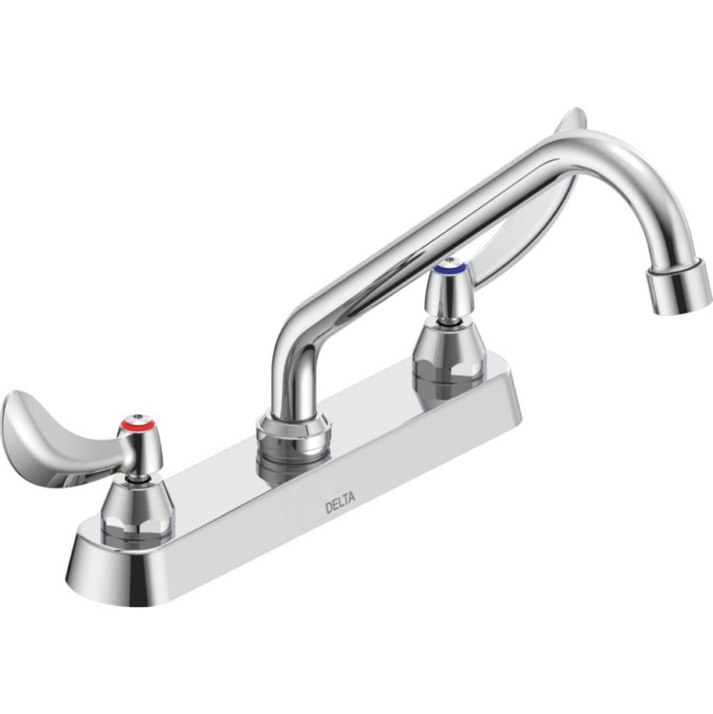 Delta Commercial - Commercial 26C3: Two Handle 8'' Cast Deck Mount Faucet - Chrome