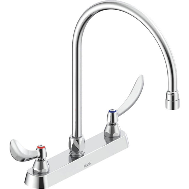 Delta Commercial - Commercial 26C3: Two Handle 8'' Cast Deck Mount Faucet - Chrome