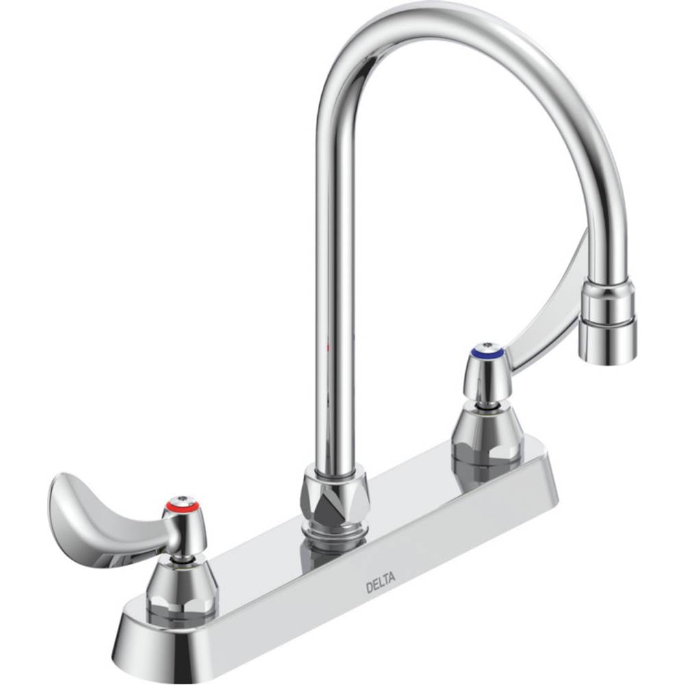 Delta Commercial - Commercial 26C3: Two Handle 8'' Cast Deck Mount Faucet - Chrome