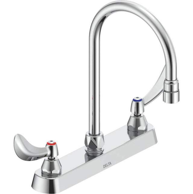 Delta Commercial - Commercial 26C3: Two Handle 8'' Cast Deck Mount Faucet - Chrome