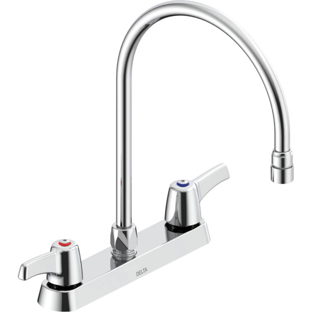 Delta Commercial - Commercial 26C3: Two Handle 8'' Cast Deck Mount Faucet - Chrome