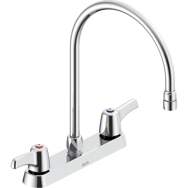 Delta Commercial - Commercial 26C3: Two Handle 8'' Cast Deck Mount Faucet - Chrome