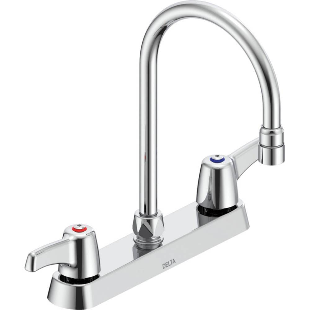 Delta Commercial - Commercial 26C3: Two Handle 8'' Cast Deck Mount Faucet - Chrome