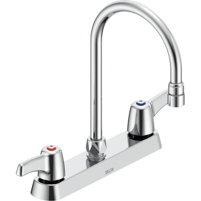 Delta Commercial - Commercial 26C3: Two Handle 8'' Cast Deck Mount Faucet - Chrome