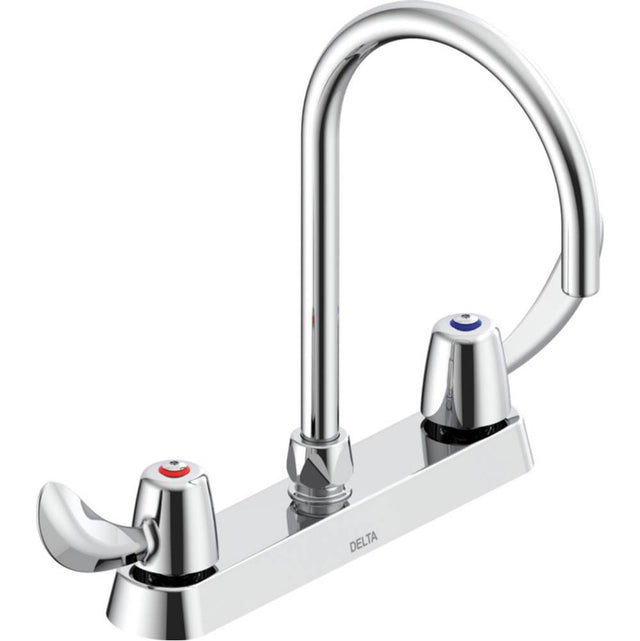 Delta Commercial - Commercial 26C3: Two Handle 8'' Cast Deck Mount Faucet - Chrome