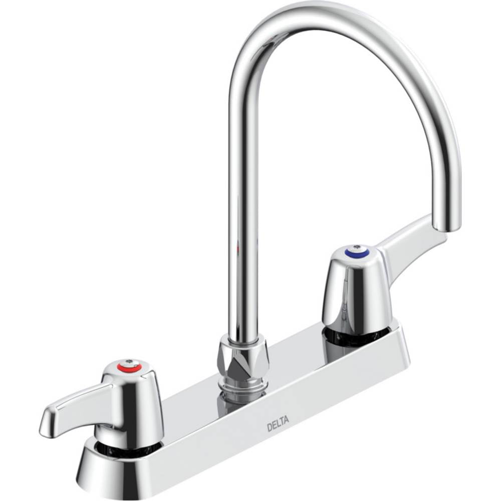 Delta Commercial - Commercial 26C3: Two Handle 8'' Cast Deck Mount Faucet - Chrome