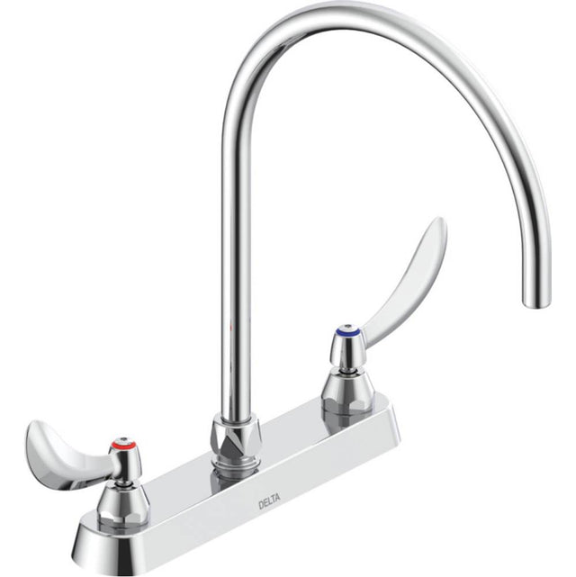 Delta Commercial - Commercial 26C3: Two Handle 8'' Cast Deck Mount Faucet - Chrome
