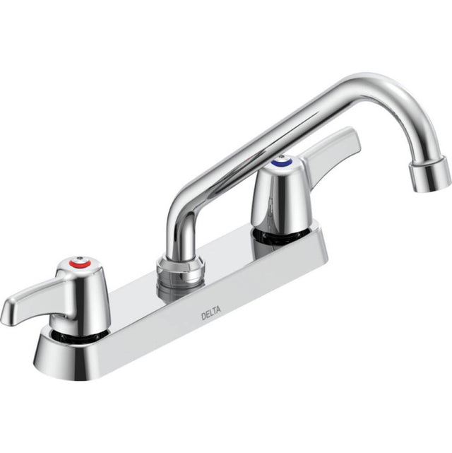 Delta Commercial - Commercial 26T3: Two Handle 8'' Cast Deck Mount Faucet - Chrome