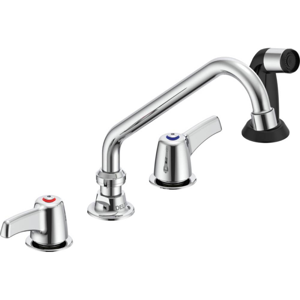 Delta Commercial - Commercial 27C1 / 27C2: Two Handle 8'' Below Deck Mount Faucet with Hose and Spray - Chrome