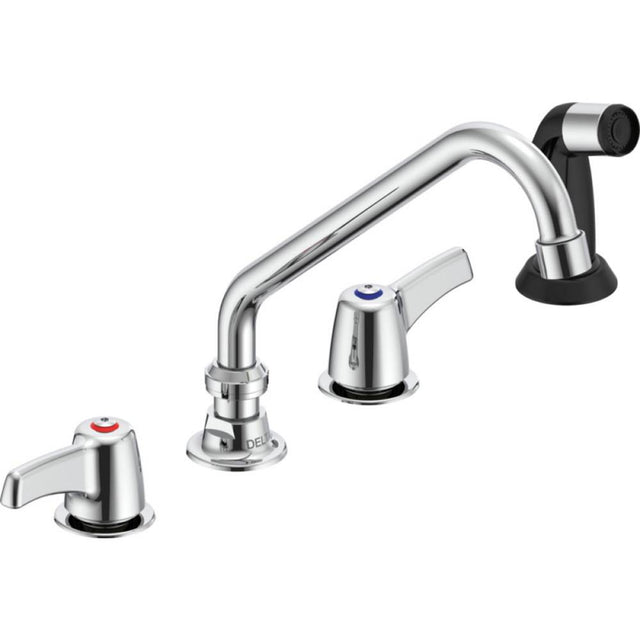Delta Commercial - Commercial 27C1 / 27C2: Two Handle 8'' Below Deck Mount Faucet with Hose and Spray - Chrome