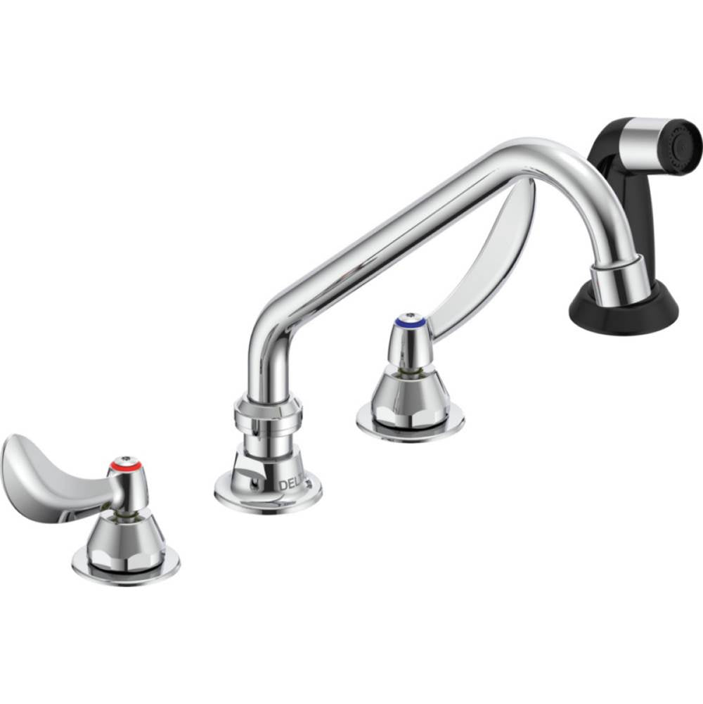 Delta Commercial - Commercial 27C1 / 27C2: Two Handle 8'' Below Deck Mount Faucet with Hose and Spray - Chrome