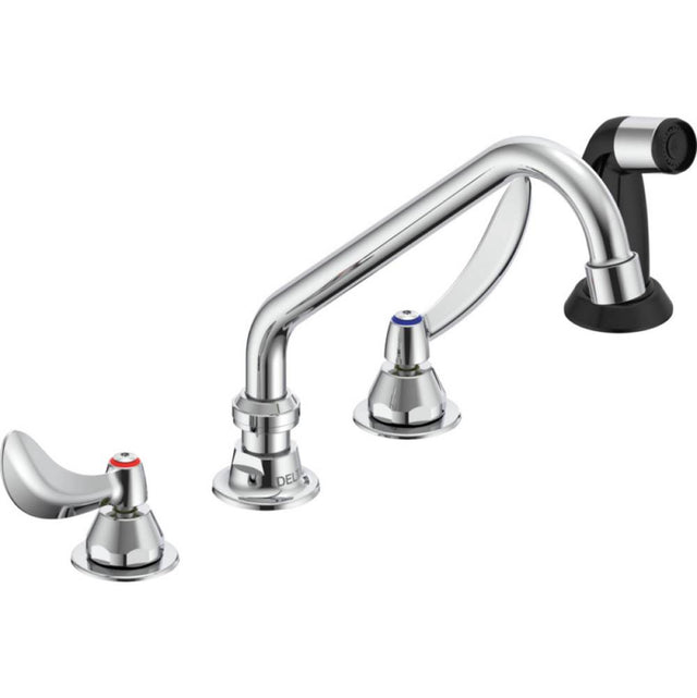 Delta Commercial - Commercial 27C1 / 27C2: Two Handle 8'' Below Deck Mount Faucet with Hose and Spray - Chrome