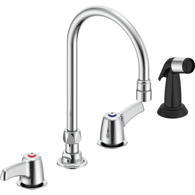 Delta Commercial - Commercial 27C1 / 27C2: Two Handle 8'' Below Deck Mount Faucet with Hose and Spray - Chrome