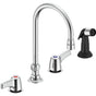 Delta Commercial - Commercial 27C1 / 27C2: Two Handle 8'' Below Deck Mount Faucet with Hose and Spray - Chrome