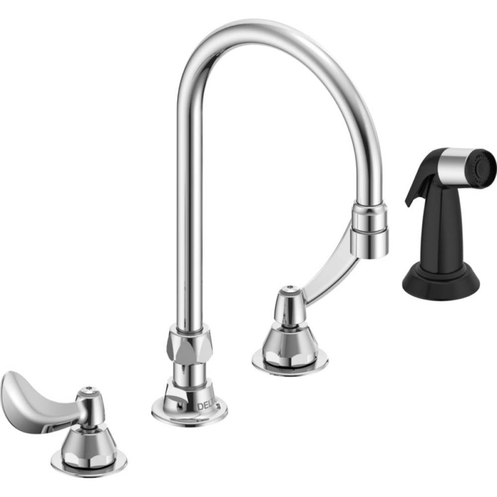 Delta Commercial - Commercial 27C1 / 27C2: Two Handle 8'' Below Deck Mount Faucet with Hose and Spray - Chrome