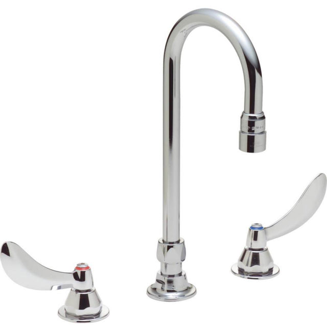 Delta Commercial - Commercial 27T2: Two Handle 8'' Below Deck Mount Faucet and Gooseneck Spout - Chrome
