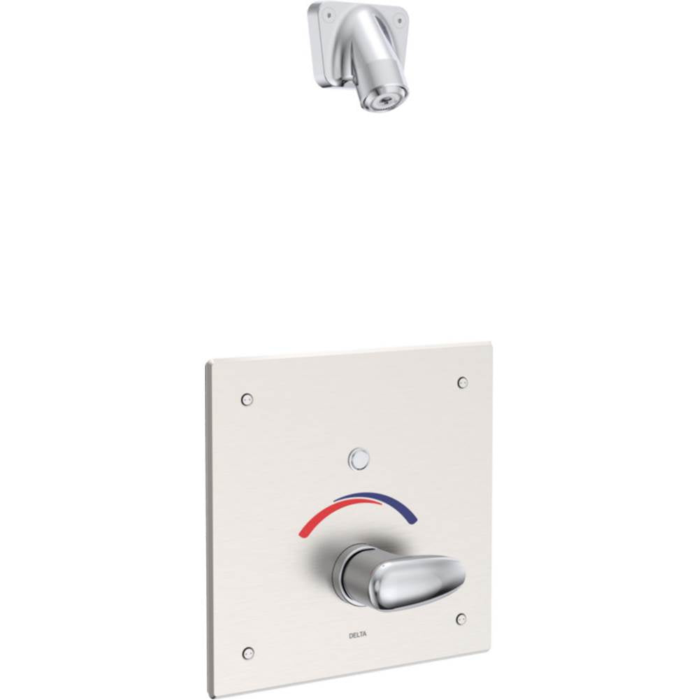 Delta Commercial - Commercial 860T: Electronic Shower Trim with Push Button Activator- Battery - Chrome