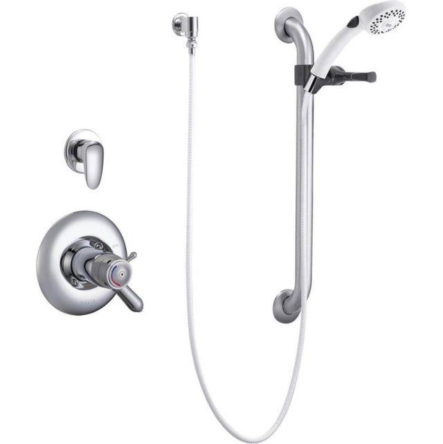 Delta Commercial - Commercial T17TH: Universal Dual Shower Trim, Diverter, Hand Shower, and Grab Bar - Chrome