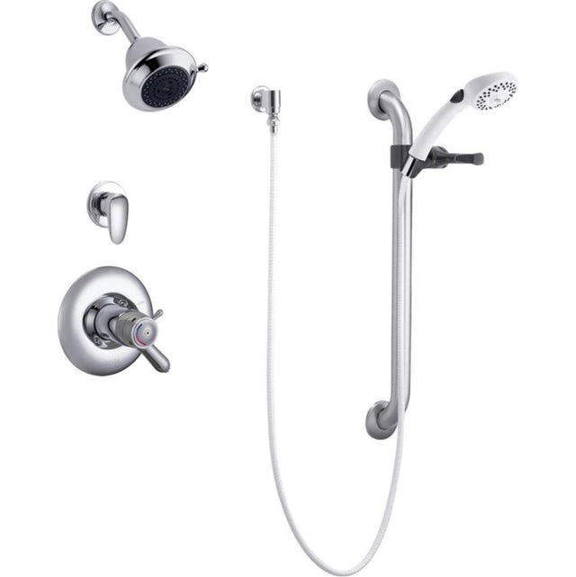 Delta Commercial - Commercial T17TH: Universal Dual Shower Trim, Diverter, Hand Shower, and Grab Bar - Chrome