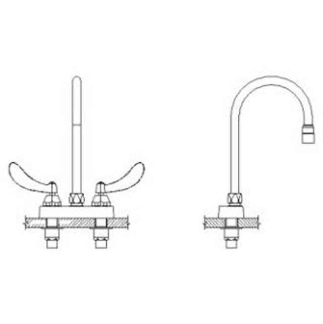 Delta Commercial - Commercial 27C4 / 27C5 / 27C6: Two Handle 4'' Deck Mount Faucet - Chrome