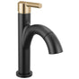 Delta Faucet - NicoliE Single Handle Pull-Down Bathroom Faucet - Matte Black / Champagne Bronze