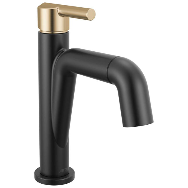 Delta Faucet - NicoliE Single Handle Pull-Down Bathroom Faucet - Matte Black / Champagne Bronze