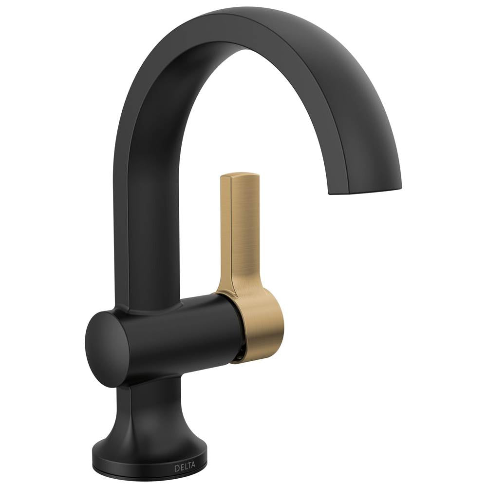Delta Faucet - AlbionE Single Handle Bathroom Faucet - Matte Black With Champagne Bronze