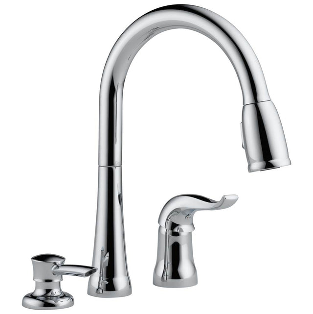 Delta Faucet - Kate Single Handle Pull-Down Kitchen Faucet with Soap Dispenser - Chrome
