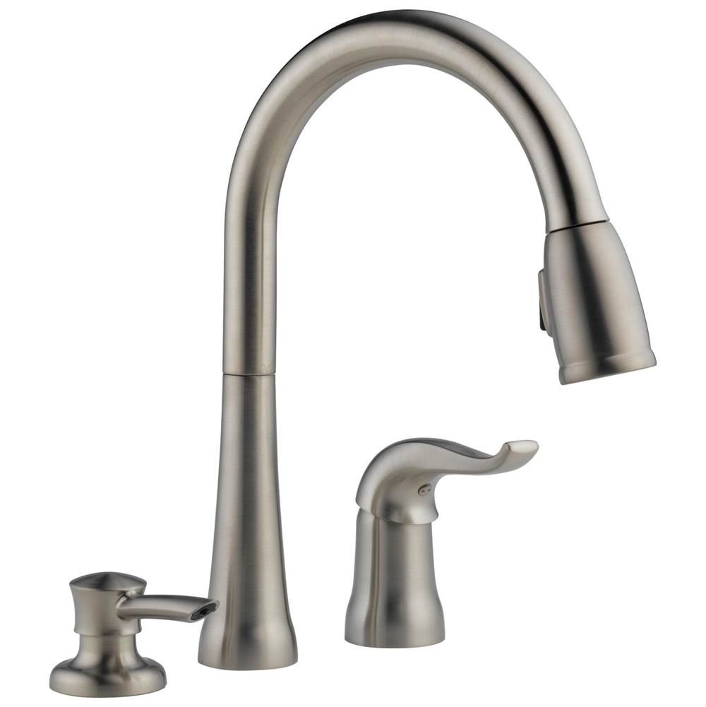 Delta Faucet - Kate Single Handle Pull-Down Kitchen Faucet with Soap Dispenser - Stainless