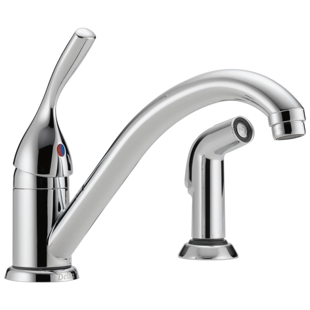 Delta Faucet - 134 / 100 / 300 / 400 Series Single Handle Kitchen Faucet with Spray - Chrome