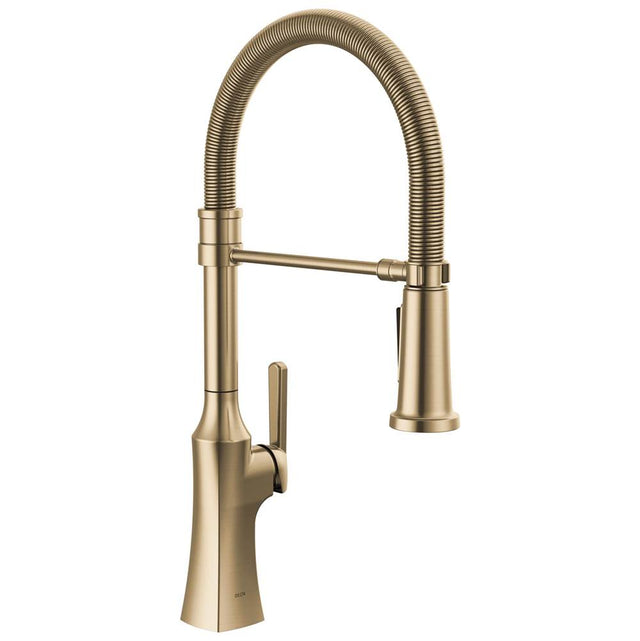 Delta Faucet - ErmeloE Single Handle Pull-Down Spring Kitchen Faucet - Champagne Bronze