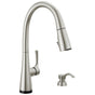 Delta Faucet - AUBURNE Single Handle Pull-Down Kitchen Faucet with Soap Dispenser and Touch2O Technology - Spotshield Stainless
