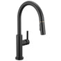 Delta Faucet - NicoliE Single Handle Pull-Down Kitchen Faucet - Matte Black / Champagne Bronze