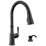 Delta Faucet - CaperteeE Single Handle Pull-Down Kitchen Faucet with Soap Dispenser and ShieldSpray Technology - Matte Black