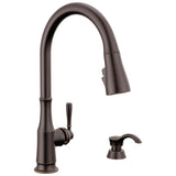 Delta Faucet - CaperteeE Single Handle Pull-Down Kitchen Faucet with Soap Dispenser and ShieldSpray Technology - Venetian Bronze