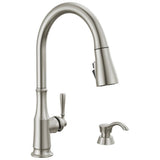 Delta Faucet - CaperteeE Single Handle Pull-Down Kitchen Faucet with Soap Dispenser and ShieldSpray Technology - Spotshield Stainless